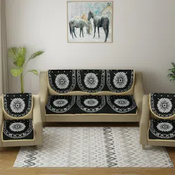 Cotton Floral 3+2 Seater Sofa Cover-image-27