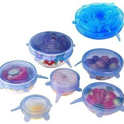 Silicone Stretch Lids Flexible Covers for Rectangle, Round, Square Bowls, Dishes, Plates, Cans, Jars, Glassware and Mugs (Free Size) - Set of 6 5 inch Lid Set-picture-17