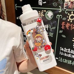 Kawaii Water Bottle with Straw and Sticker, Kawaii (pack of 1) 700 ml Bottle-image-99