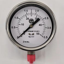 0-50 PSI Dial Pressure Gauge Dia 4"/ 100 MM, SS Body, Bottom Connection 3/8" Ring Gauge-11