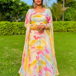 Printed Georgette Stitched Anarkali Gown-image-30