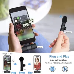 explorer ™ Latest New Technology iPhone And Type C Supported K8 Wireless Microphone Lapel Mic System for YouTube Facebook Live Stream TikTok Video Recording Vlog Plug & Play Lavalier Noise Reduction No APP & Bluetooth Needed Collar Mic image 3