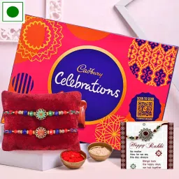 Rakhi Gift for Brother with Chocolate Box - 2 Rakhis with Chocolate Combo Pack Assorted Gift Box-image-37