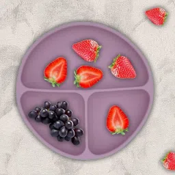 Silicone Big Suction Plates with 3 Deep Divided Sections for Babies -Pink- Silicone-24