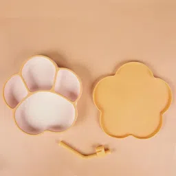 Silicone Plates with Cover, Suction Grip Divided Dish and Self-Feeding Toddlers- Silicone-11