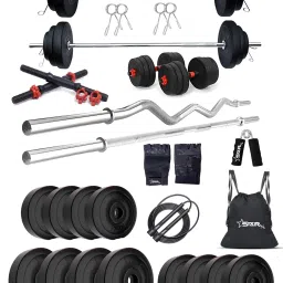 40 kg PVC GYM KIT WITH 3FT CURL, 3FT STRAIGHT ROD AND ACCESSORIES Home Gym Combo-24