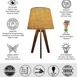 plypandit Tripod Table Lamp in Dark Wood Finish Table Lamp image 3