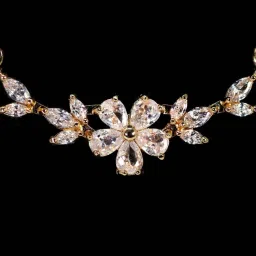 R. Rose Gold Necklace Set Cubic Zirconia Gold-plated Plated Alloy Necklace-image-37