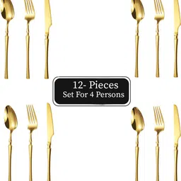 bonzeal Mirror Finish 410 Stainless Steel Designer Golden Cutlery Set For 4 Person Stainless Steel Cutlery Set-picture-2