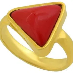 11.25 Ratti Munga Ring Brass Coral Ring Copper Coral Gold Plated Ring-image-8