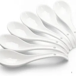 Ceramic Soup and Dessert Spoon, Microwave Safe White) - 13 Cm Ceramic Soup Spoon Set-18