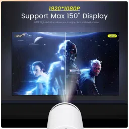 TECHBIZZ HY 300 SMART PROJECTOR UPGRADED ALL APPS WORK WITH HDMI CABLE (4700 lm / 1 Speaker / Wireless / Remote Controller) Portable Projector image 4