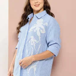Women Regular Fit Striped Slim Collar Casual Shirt-image-17