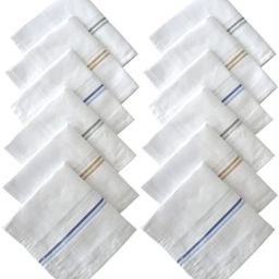 HouseOfCommon Men's 100% Cotton Striped (XXL) ["White"] Handkerchief-image-38