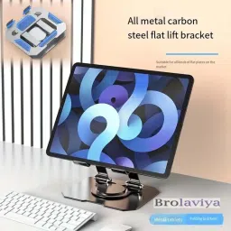 BROLAVIYA Metal Desktop Foldable, 360 Rotating Base, Compatible with 4-13 Inch Device, D3 Mobile Holder image 4