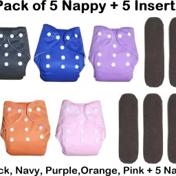 Washable & Waterproof Nappy 5+5 Inserts Combo Size Adjustable For 0-30 Months.-5