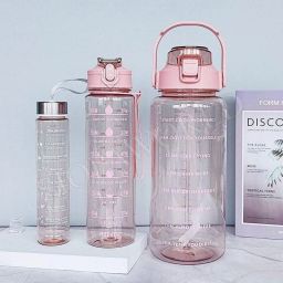Transparent Motivational 3in1 leakproof BPA Free marker gym water bottle 3200 ml Bottle-image-53
