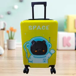 Small Cabin Suitcase (55 cm) 4 Wheels - Space Teddy Print Kids Travel Trolley Bag Lightweight bag 4 Wheels Bag - Yellow-image-93