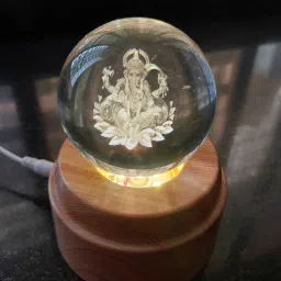 Ganesh Ji Eternal Light Sphere Rotating Crystal Blessings Decorative Showpiece - 10.5 cm-20