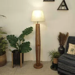symplify Tallboy Wooden Floor Lamp with Jute Shade & Brown Base-picture-39