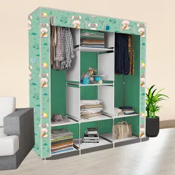 8 Shelf Foldable Collapsible Wardrobe Storage Organizer Almirah Cloth Rack PP Collapsible Wardrobe-image-46