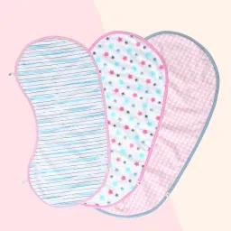 Organic Cotton Bib cum Burp Cloths | Set of 3 | Bamboo Terry Backing-picture-12