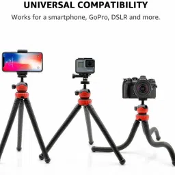 Bonito 12 Inch Tripod with Flexible Stand , Octopus Camera Tripod Bundle with 360 Degree Detachable Ball Head and Mobile Phone Holder for Mobile Phones and Camera , DSLR and GoPro Tripod, Tripod Kit (Black, Supports Up to 1500 g) Tripod image 3