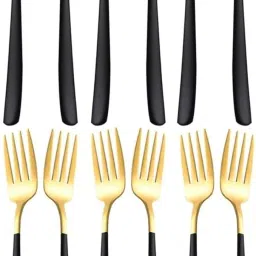 Dinner Fork 12 Pieces, Stainless Steel 21cm Forks Spoon, Colorful Plating Handle Stainless Steel Dinner Fork Set-10