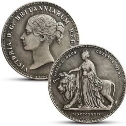 1839 UNA and Lion Queen Victoria Young Head £5 Antique Silver Plated Novelty Modern Coin Collection-image-39