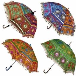 4 pcs- Jaipuri Embroidery Octagon Rainbow Canopies Wedding Decor UV Rays Protect Umbrella-image-59