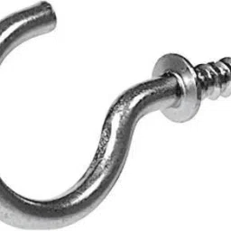 1 Inch Nickel Finish Steel Cup Hook Holder, Open Sheep Eye Ring Hook, DIY Self-Tapping Screw, Ceiling Hooks, Pack of 50 Pcs Hook 50-17