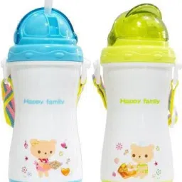 Baby Soft Straw Sipper White Anti Spill Sippy Cup with Adjustable Strap for Baby & Kids Water Bottle/Juice Sipper BPA Free 350ML (Pack of 2)-picture-9