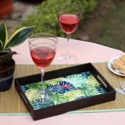 Enamel Painted Multipurpose Serving Tray for Home & Kitchen (Leaves 12x8 inch) Tray-16