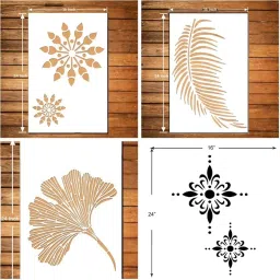 WALL PAINTING FOR (SIZE 16X24 INCH) MODERN, FEATHER , LEAF& ADIANT SHIMMERING Lattice Reusable Design Ideal For Bedroom, Kids Room and Living Room Decoration Stencil-image-13