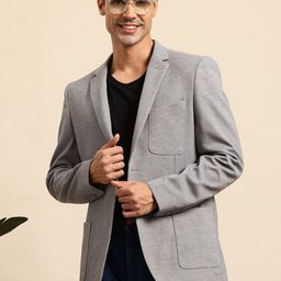 mast & harbour Men Solid Single Breasted Formal Blazer-picture-4