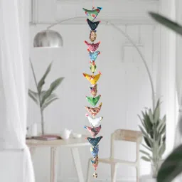 Polyester 15 Hanging Birds with Bell Windchimes|Hanging Latkan|Multicolor Polyester Windchime-23