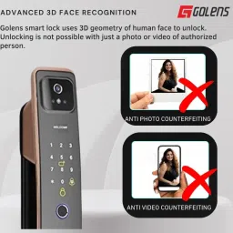 GOLENS X57 Smart Lock 8 Ways Unlocking |3D Face ID| Fingerprint | Mobile App | RFID Card | PIN | OTP |Key Smart Door Lock image 5