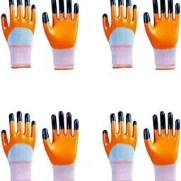 Orange Black Tiger Print Latex Nitrile Palm Coated Safety Hand Gloves 4 Pair Wood-working, Blowtorch, Laboratory, Power ToolSafety Goggle-image-56