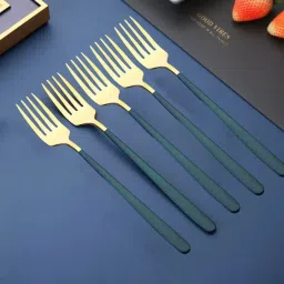 kitchease Luxury Gold Dinner & Cutlery Forks - Dishwasher Safe for Home & Restaurant Stainless Steel Dinner Fork Set image 3
