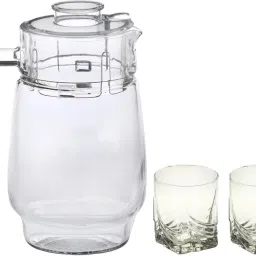1st Time 1 Glass Jug With Lid And 2 Matching Glasses Set, Perfect For Serving Drinks –B10 Jug Glass Set-image-61