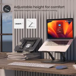 Portronics My Buddy K9 Portable Laptop Stand - Adjustable Height - 360� Rotating Base Laptop Stand image 2
