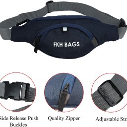 fkhbags Men or Women Handy Hiking Zip Pouch Document Money Phone Belt Sport Bag Elegant Style Travel Pouch Passport Holder with Adjustable Strap-image-78