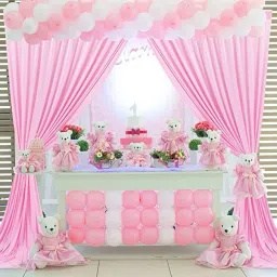 Windrop Solutions 4x10Ft.| Set of 2 Pink Decoration Backdrop Curtain Background Wedding Parties Reflector-image-3