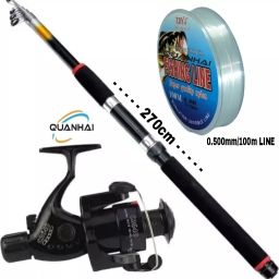 Fishing Telescopic Rod With Spinning Reel and line 9Feet/270cms Multicolor Fishing Rod-image-53