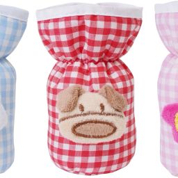 Soft Cotton Stretchable Baby Feeding Bottle Cover With Easy To Hold Strap For Newborn/Toddler Babies - Cute Attractive Teddy Cartoon With Over All Check Print | Small (60-125 ML)- Pack of 3-14
