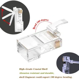 Sadow Pack of 10 RJ45, Cat5e,Cat6,Pass Through Connectors Gold Plated 3 Prong Network Interface Card image 4