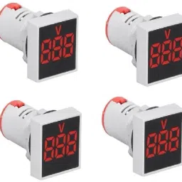 22MM AC 20-500V Voltmeter Square Panel LED Digital Voltage Meter Indicator Light Tester White (PACK OF 4) Voltmeter-24