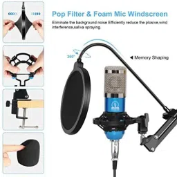 zhizuka Condenser Microphone with V8 Sound Card | Recording, Stream, Podcast & Broadcast Microphone image 4