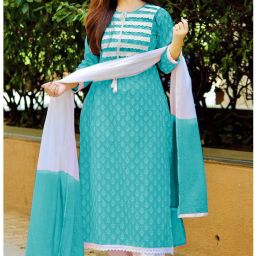 Embroidered, Printed Kurta, Trouser/Pant & Dupatta Set-image-32