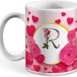 Letter R Name Alphabet Printed Ceramic 325ml Ceramic Coffee Mug-9